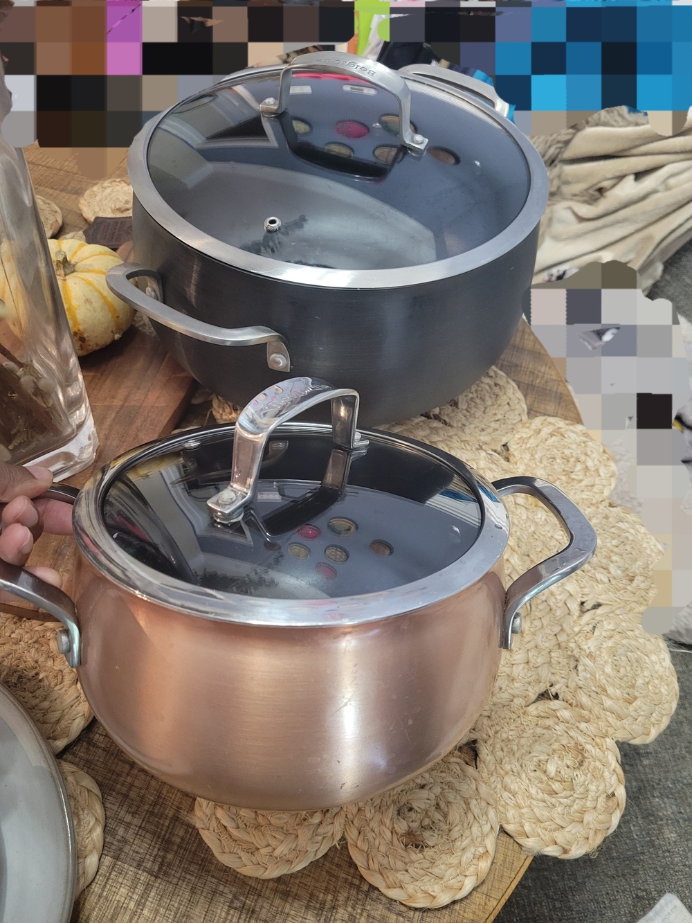 Copper-Tone Stainless Steel Soup Pot with Glass Lid